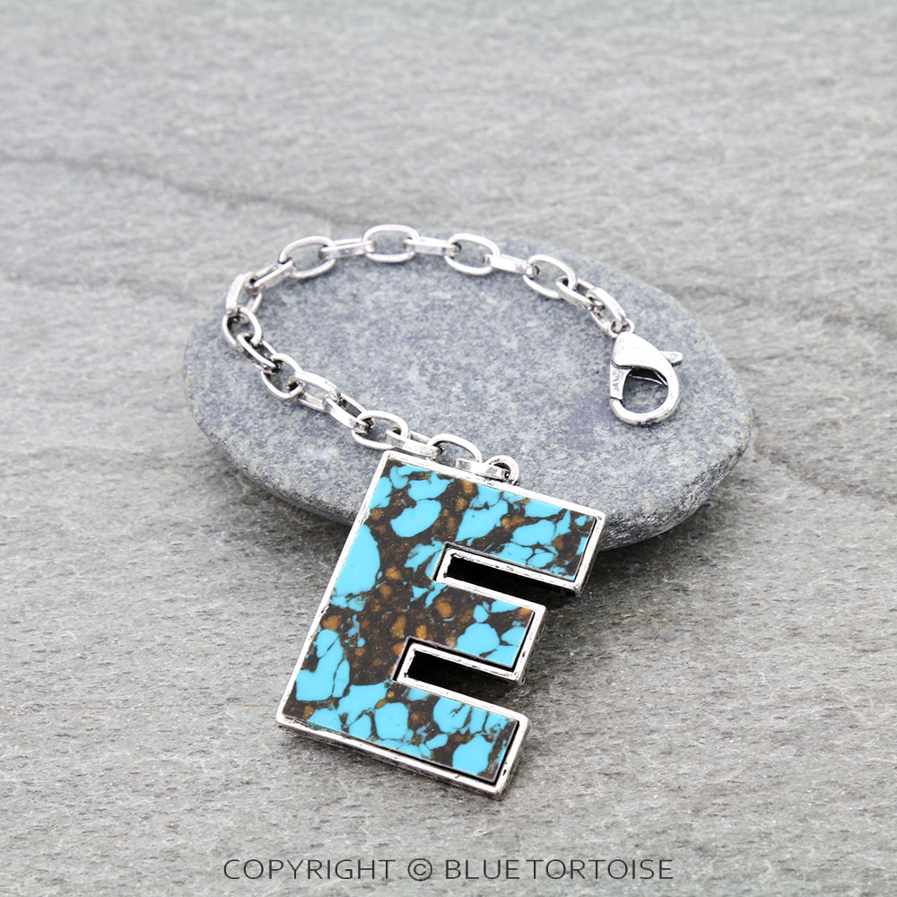 Western Initial Stone Bag Charm