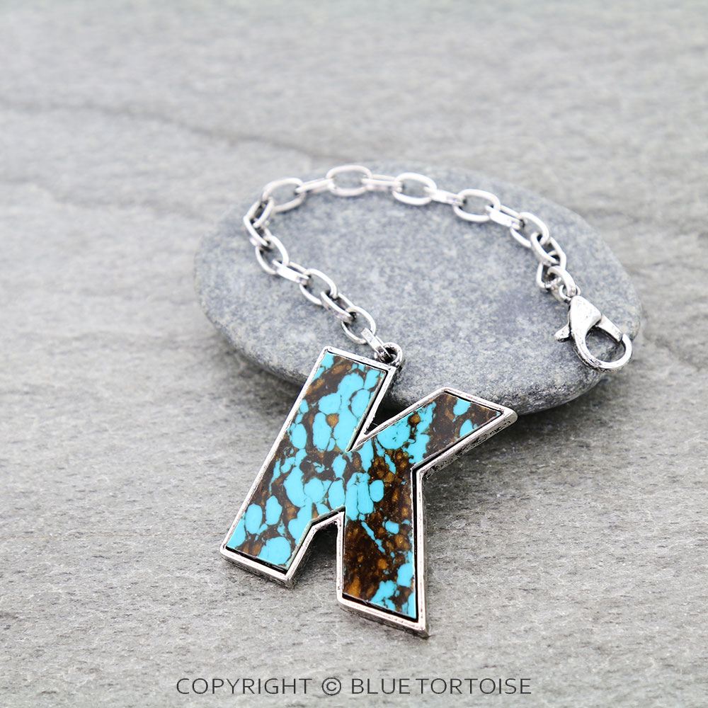 Western Initial Stone Bag Charm