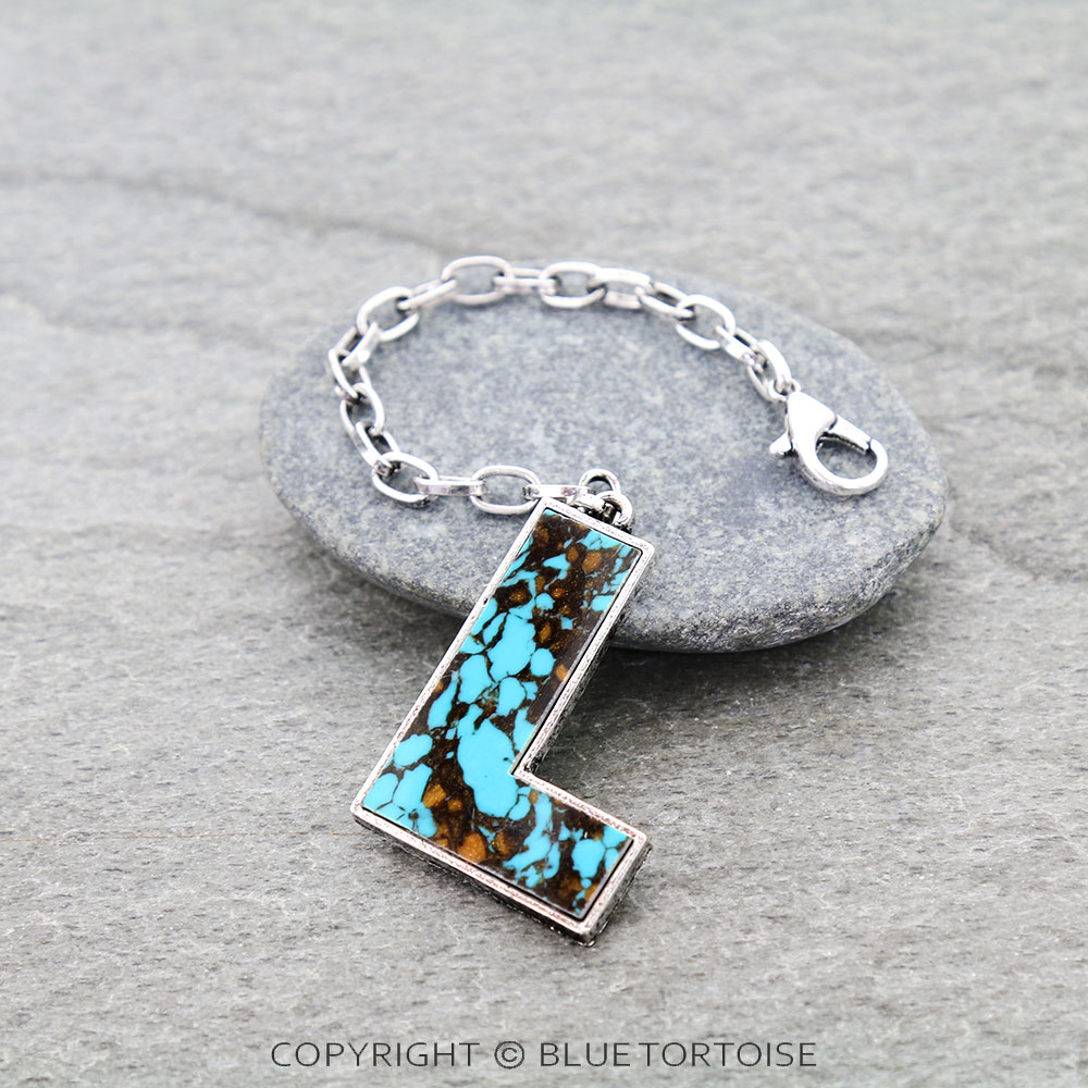 Western Initial Stone Bag Charm
