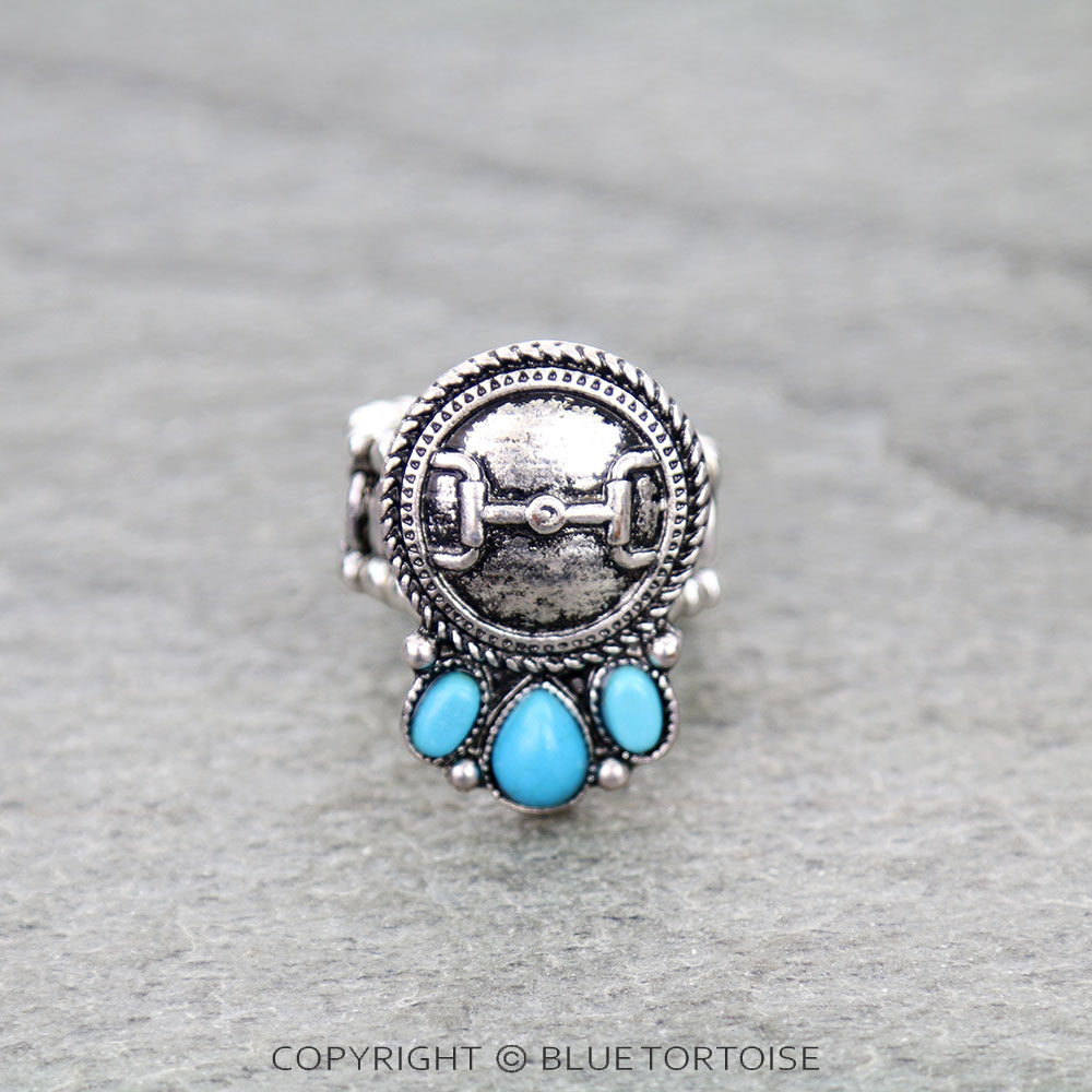 Western Horse Groove Stone Stretch Ring