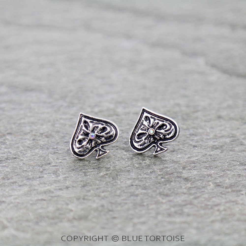 Western Mini Spade Stud Earrings