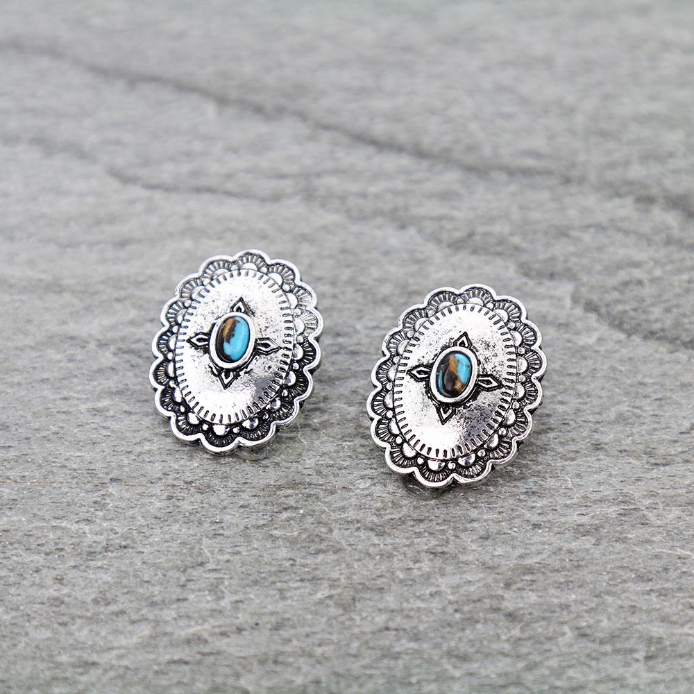 Western Concho Stud Earrings