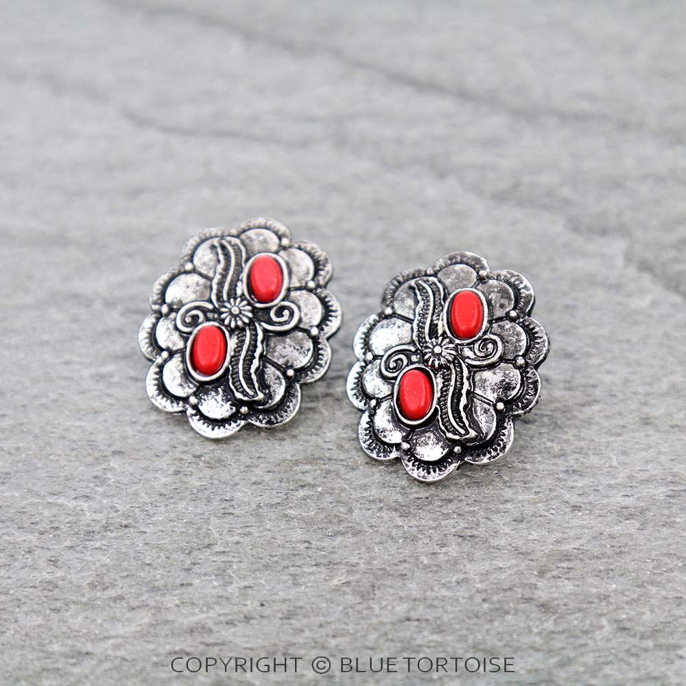 Western Concho Stud Earrings