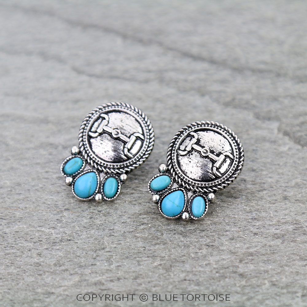 Western Horse Groove Cluster Stud Earrings