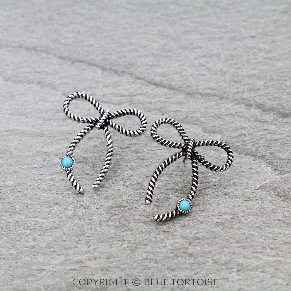 Western Rope TXR Bow Stud Earrings