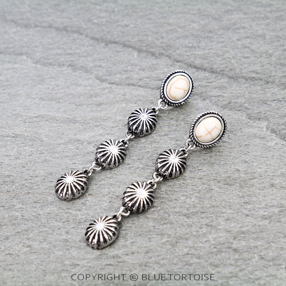 Western Concho Drop Stud Earrings