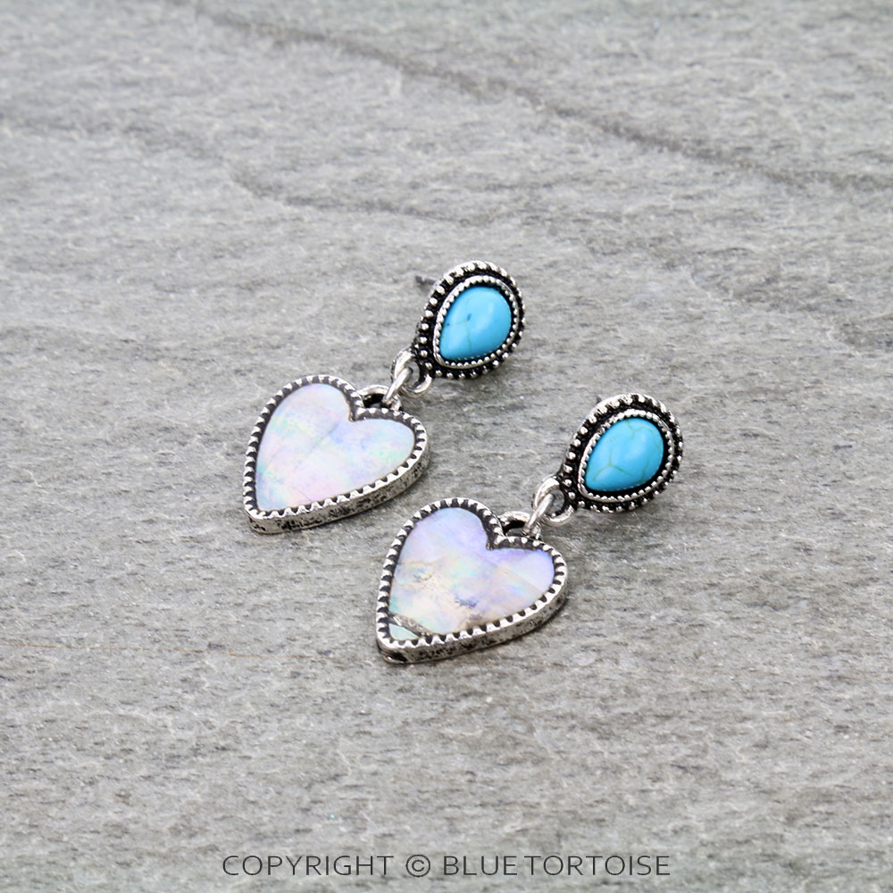 Heart Mother of Pearl Stud Earrings