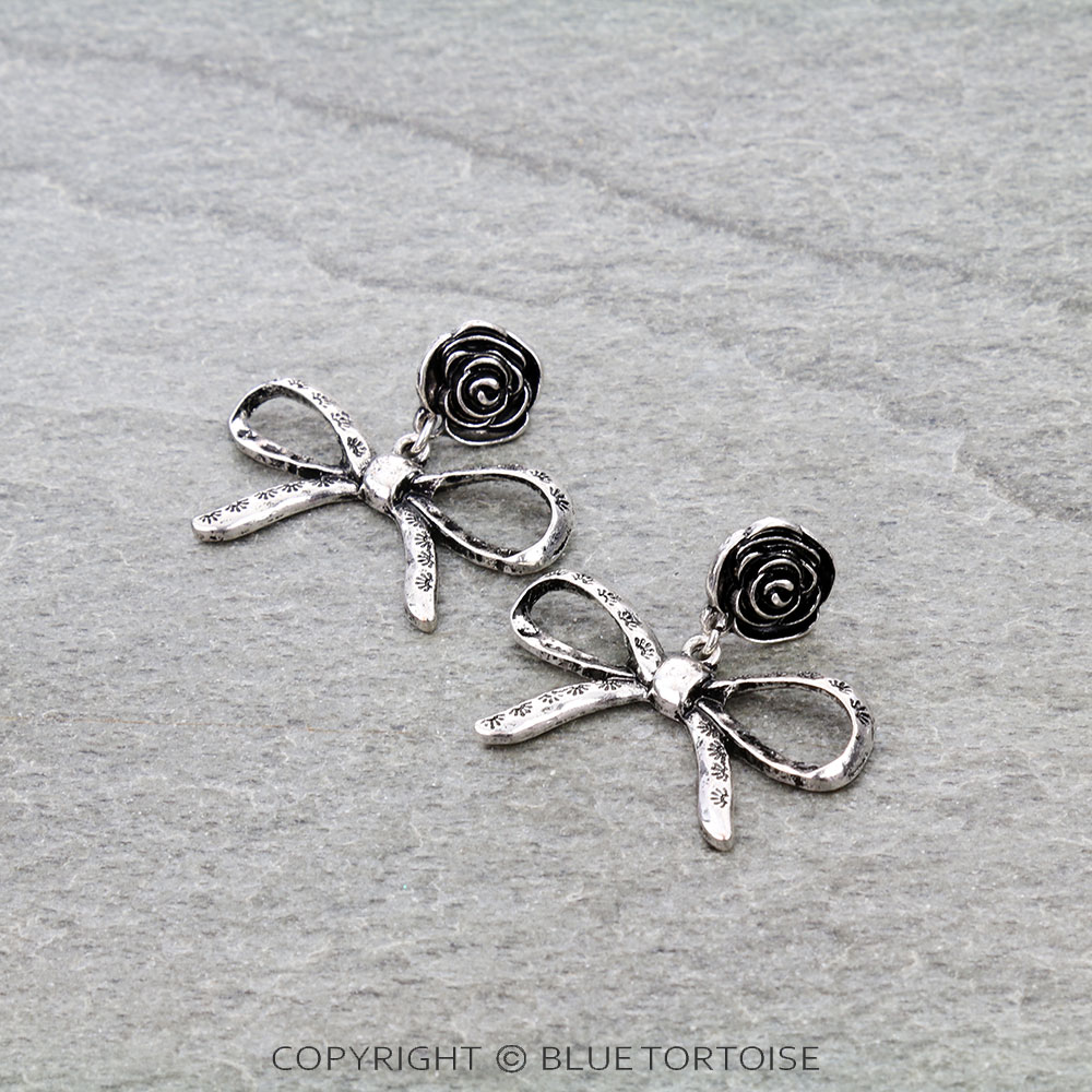 Western Bow Rose Stud Earrings