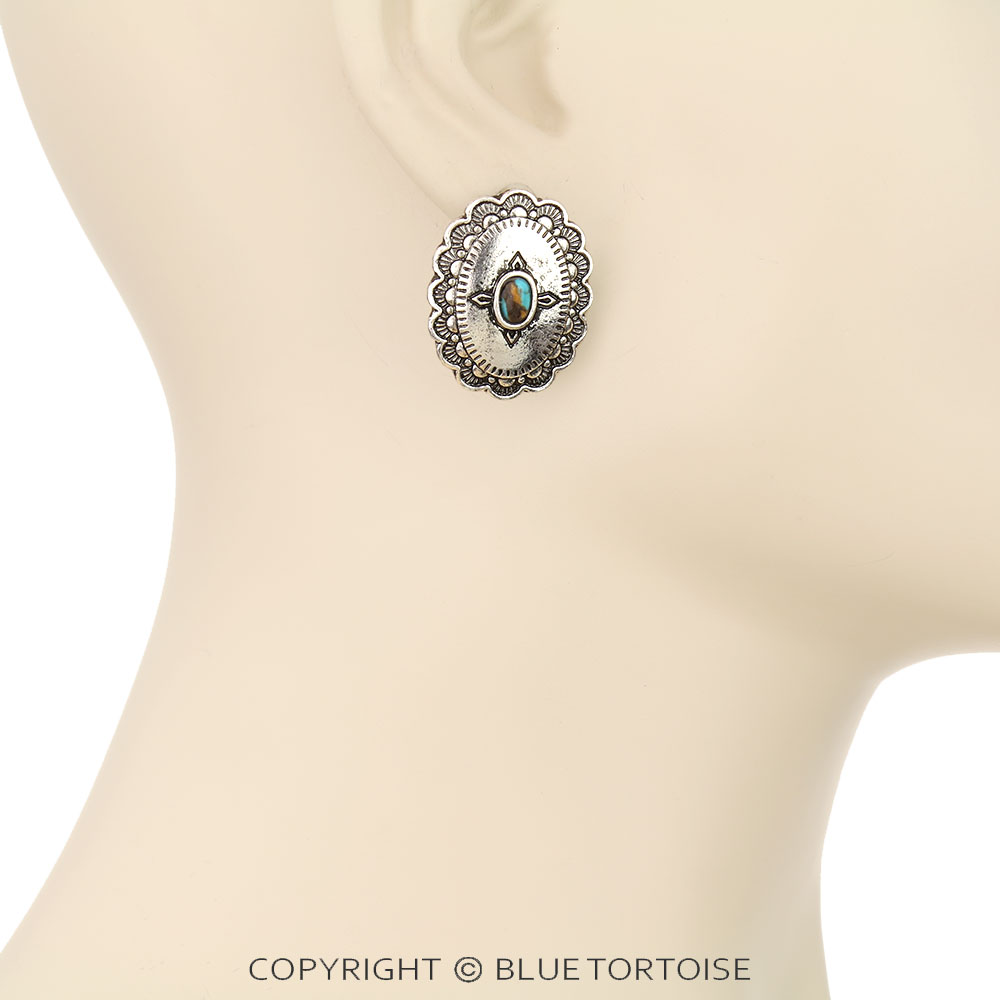 Western Concho Stud Earrings - Image 2