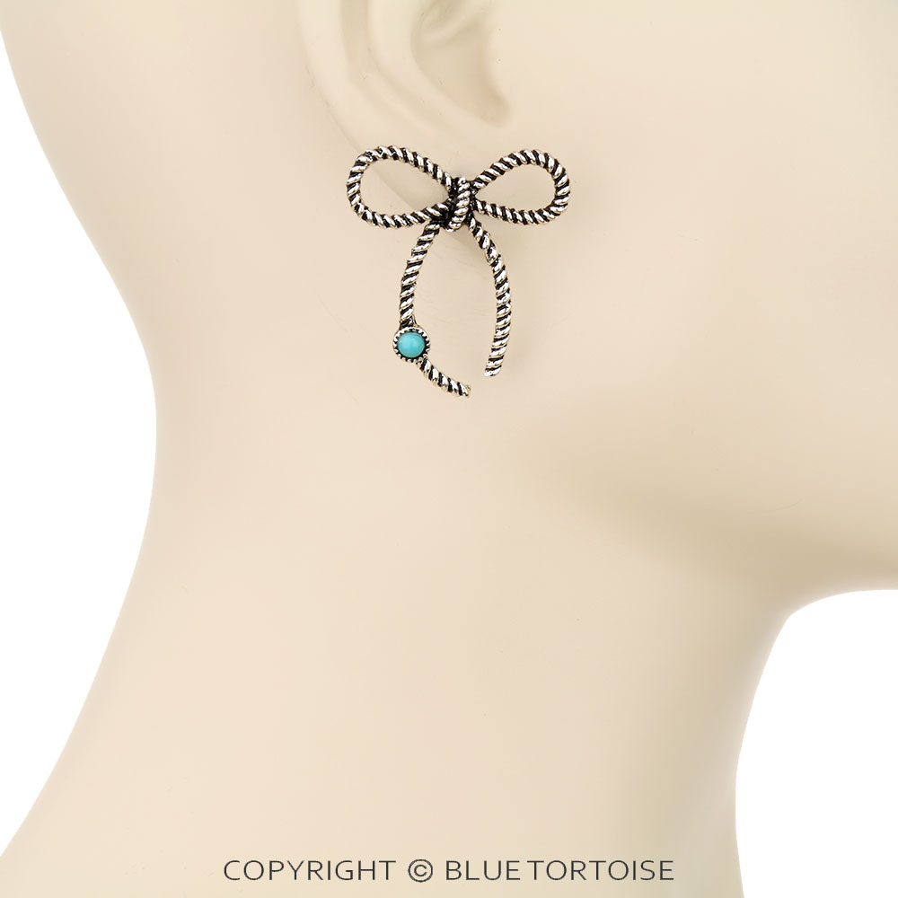 Western Rope TXR Bow Stud Earrings - Image 2