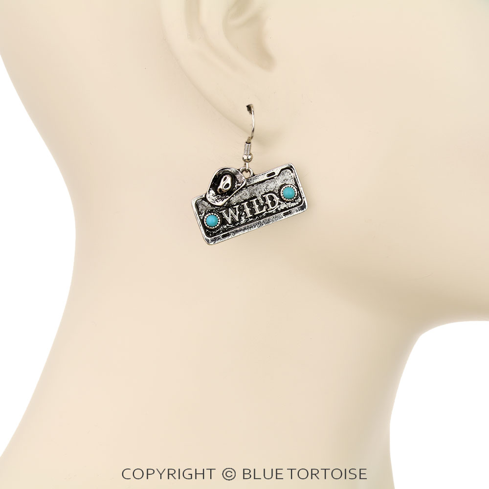 Western License Plate Wild Dangle Earrings - Image 2
