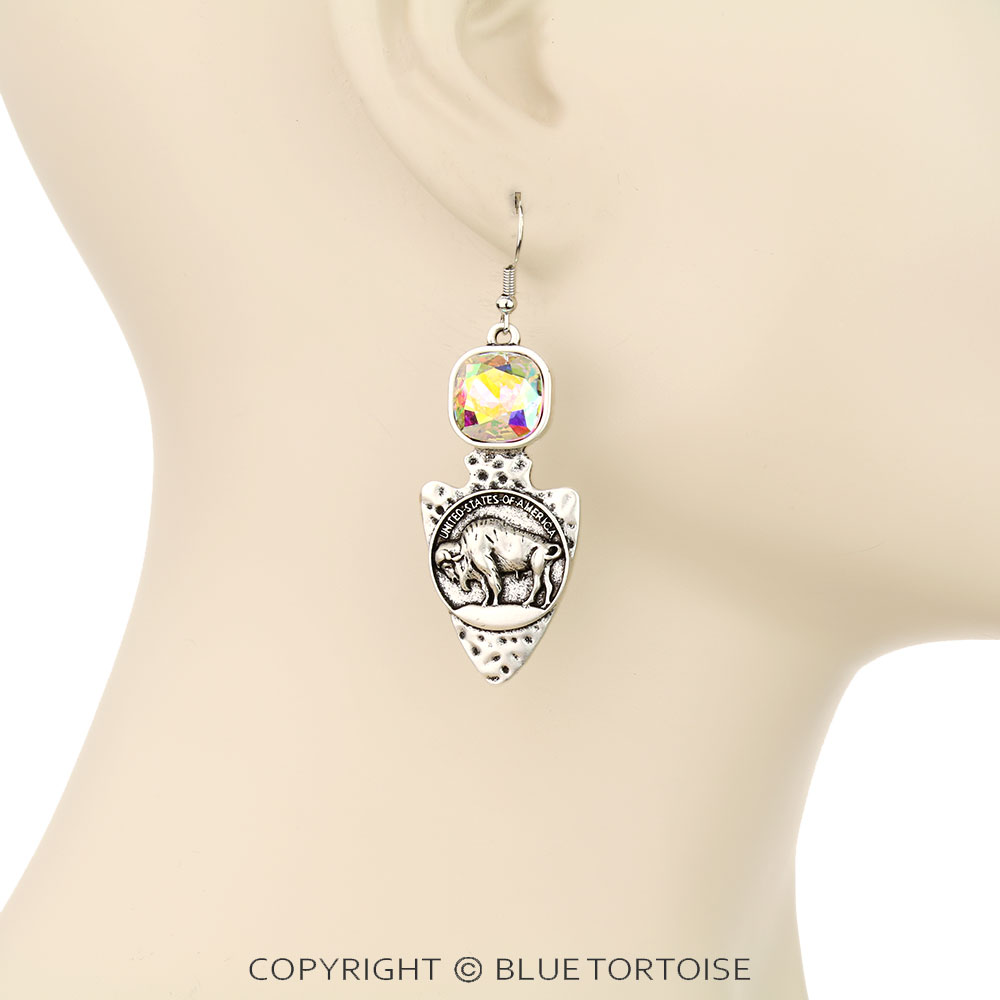 Superior Buffalo Arrowhead Dangle Earrings - Image 2