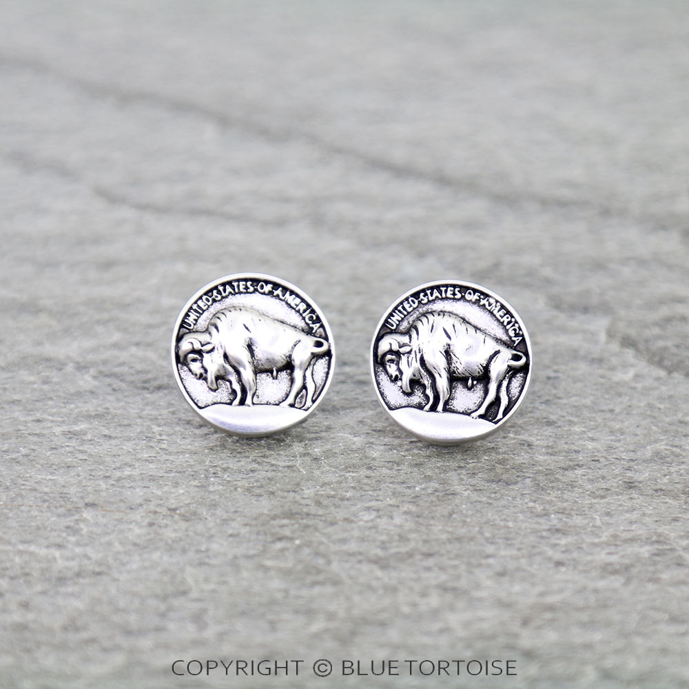 Superior Buffalo Coin Stud Earrings