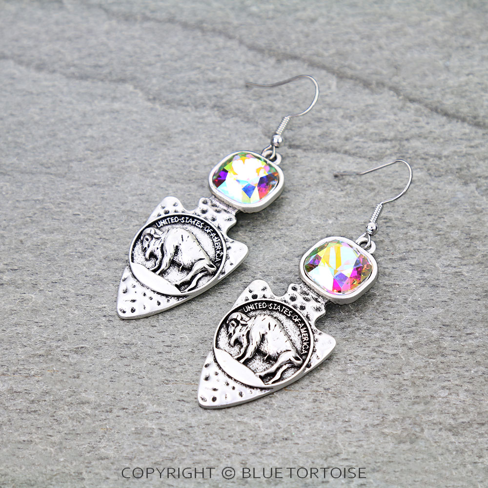 Superior Buffalo Arrowhead Dangle Earrings