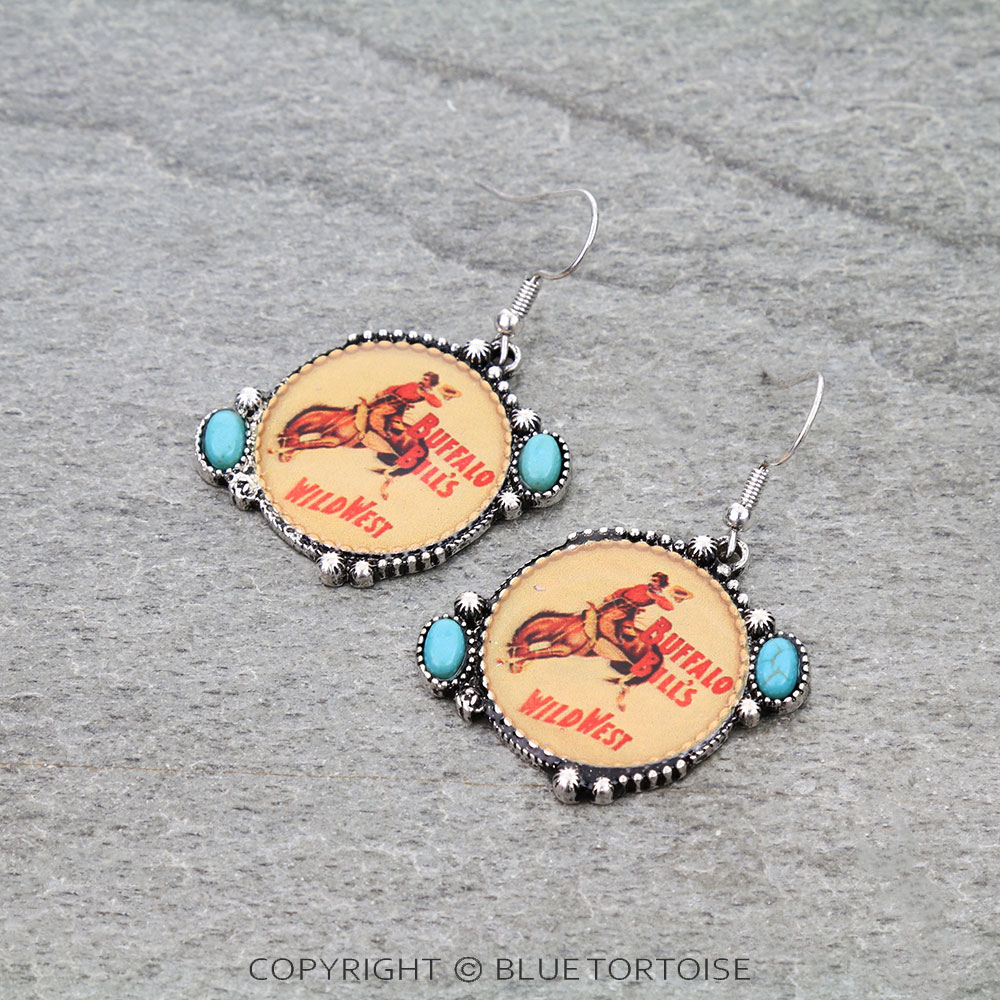 Western Buffalo Print Dangle Earrings