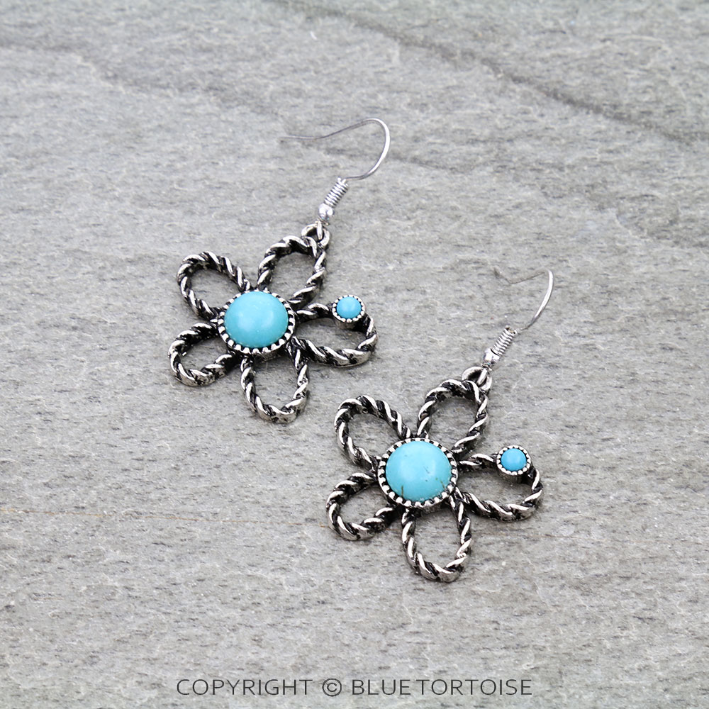 Western Rope TXR Flower Dangle Earrings