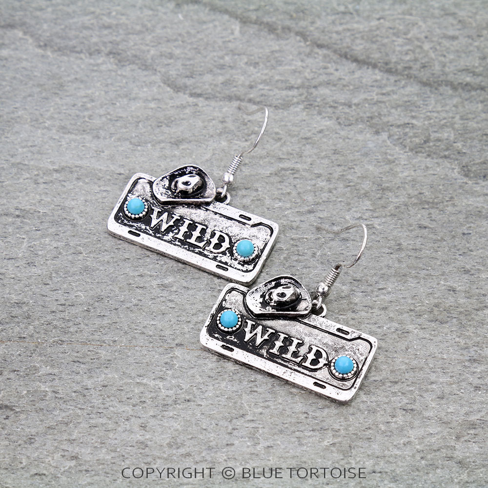 Western License Plate Wild Dangle Earrings
