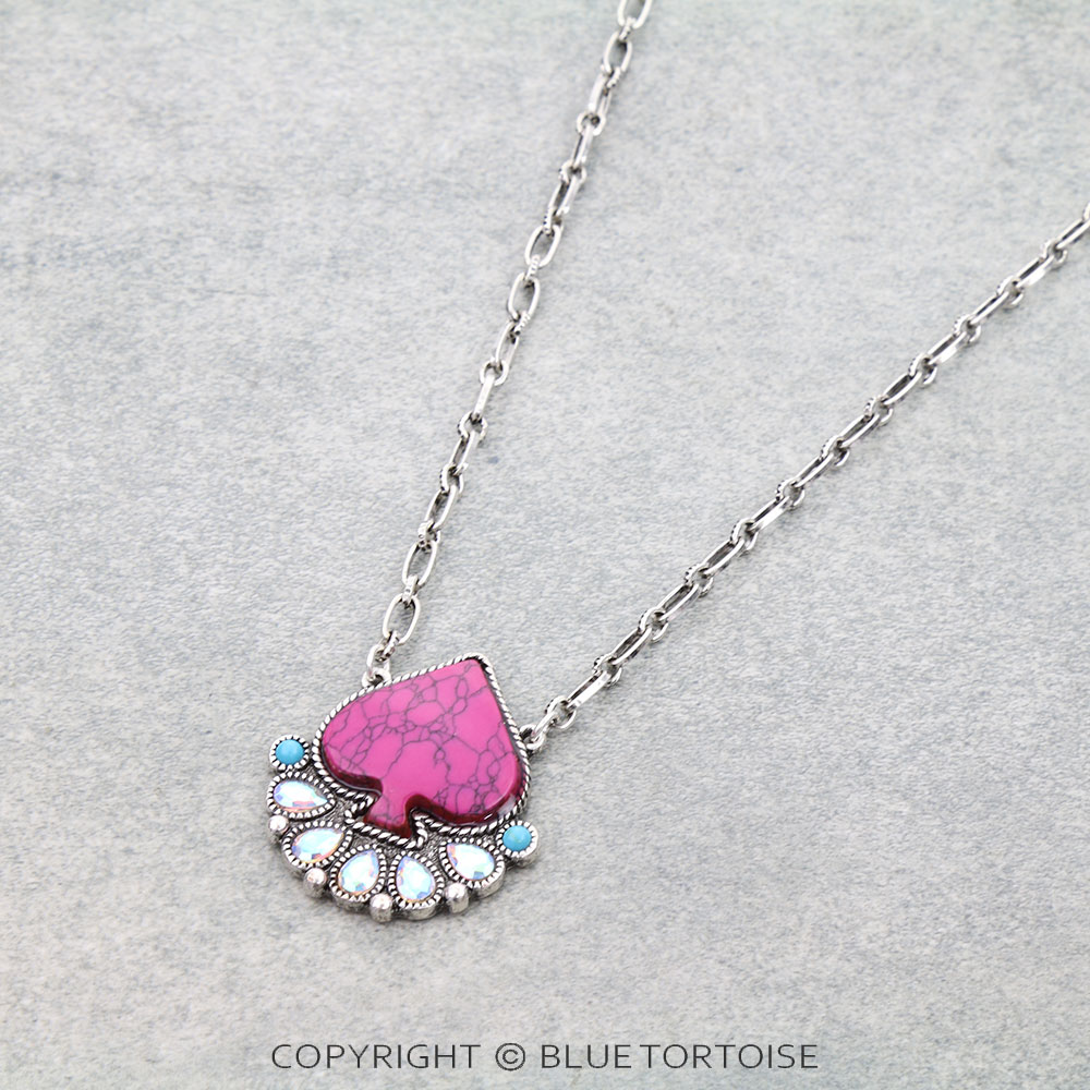 Western Spade Hand Stone Necklace