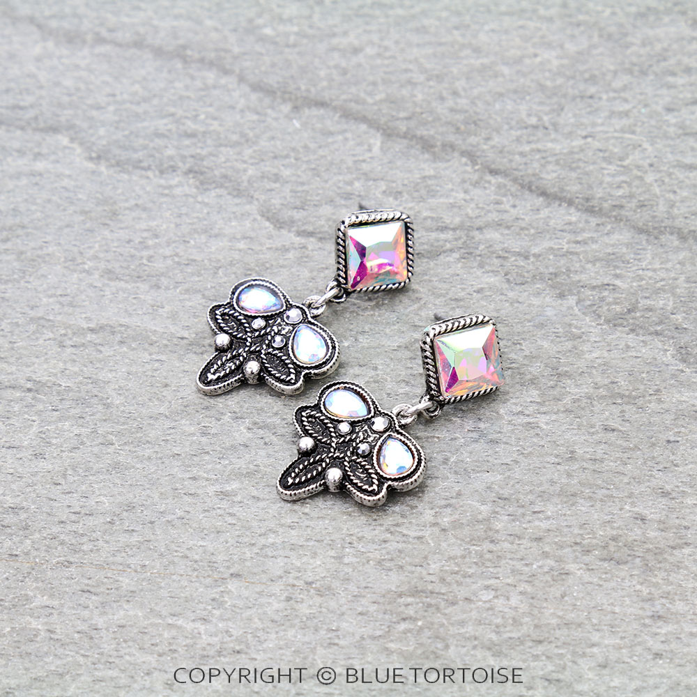 Western Boot Stitch Stone Stud Earrings