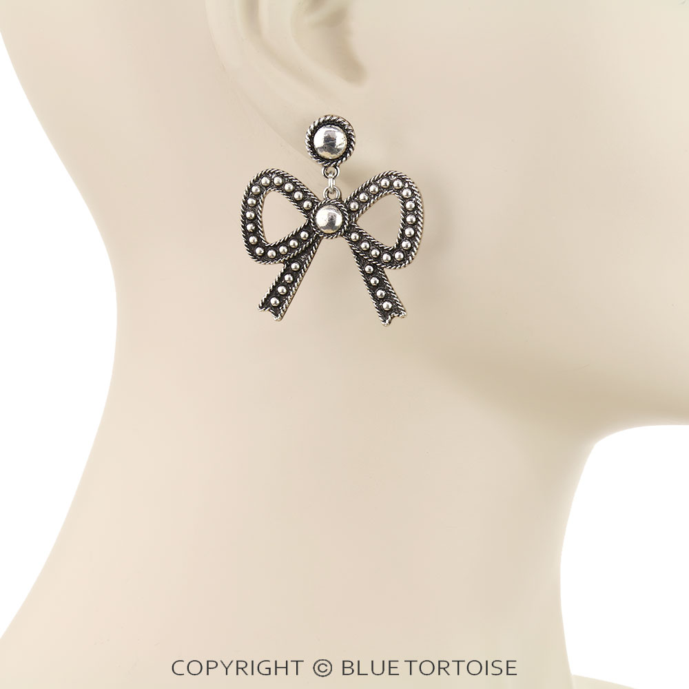 Western Ball TXR Bow Stud Earrings - Image 2