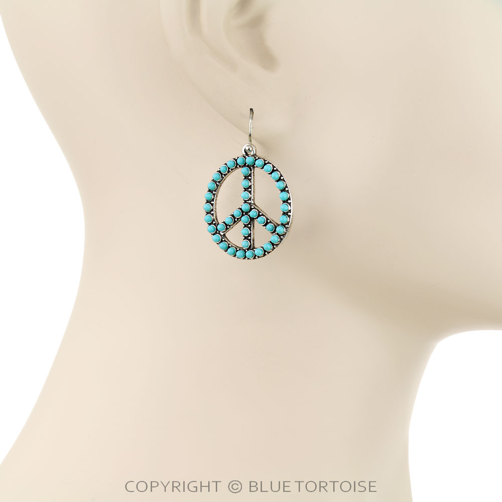 Western Small Peace Sign Dangle Earrings - Image 2