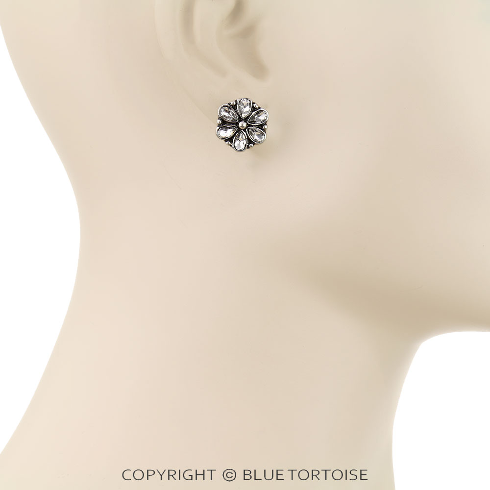 Western Flower Stone Stud Earrings - Image 2