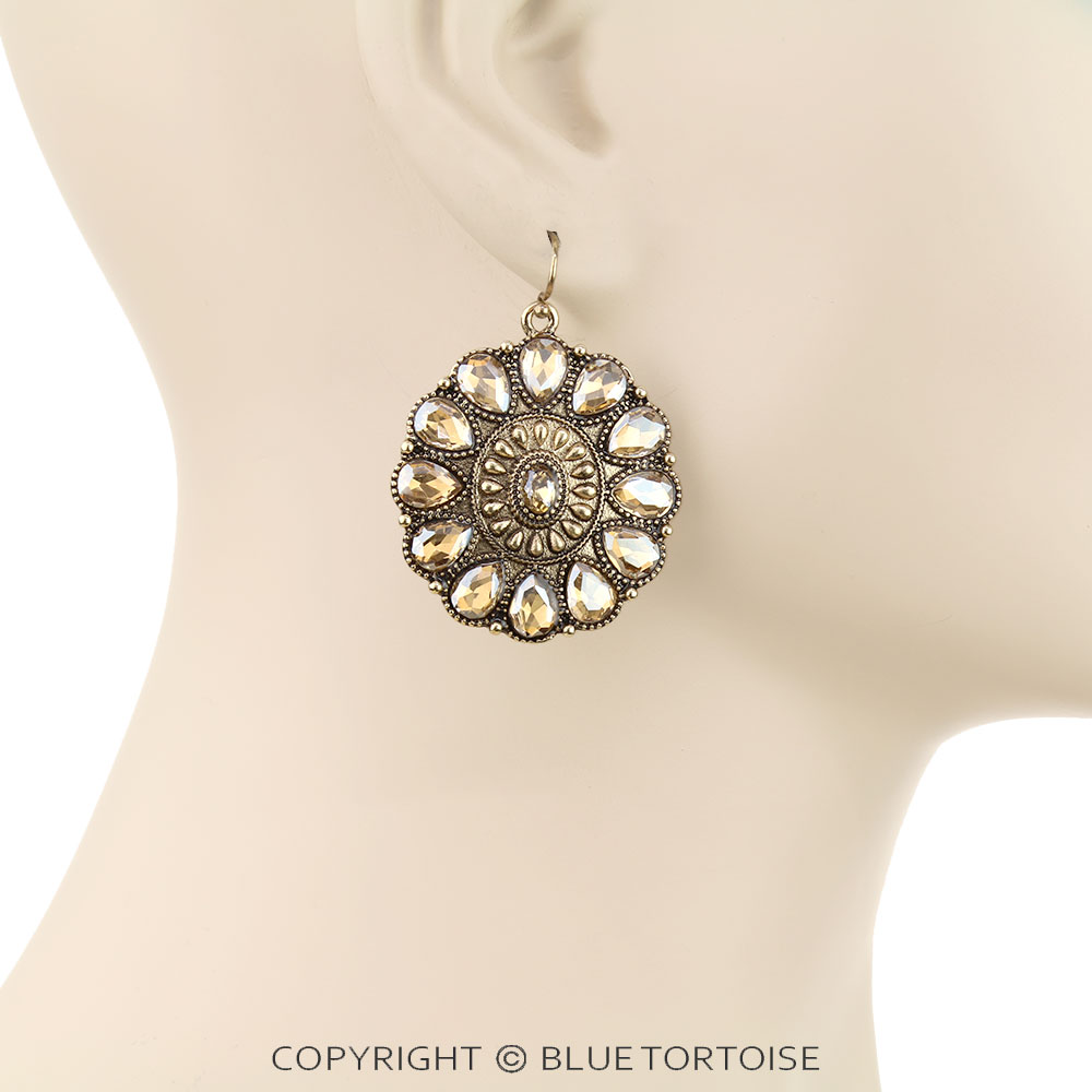 Western Concho Stone Dangle Earrings - Image 2