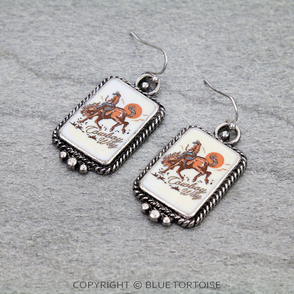 Western Cowboy Way Print Dangle Earrings