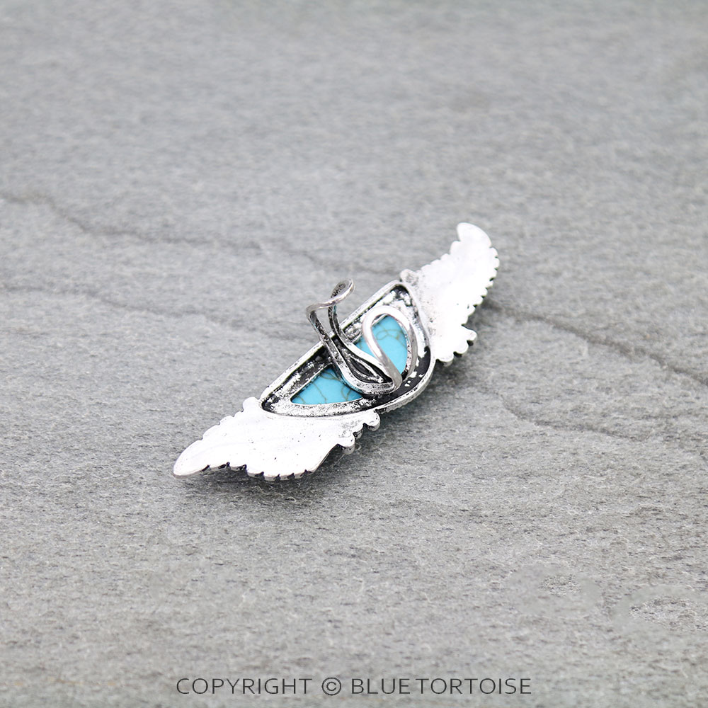 Western Feather Stone Cuff Ring - Image 3