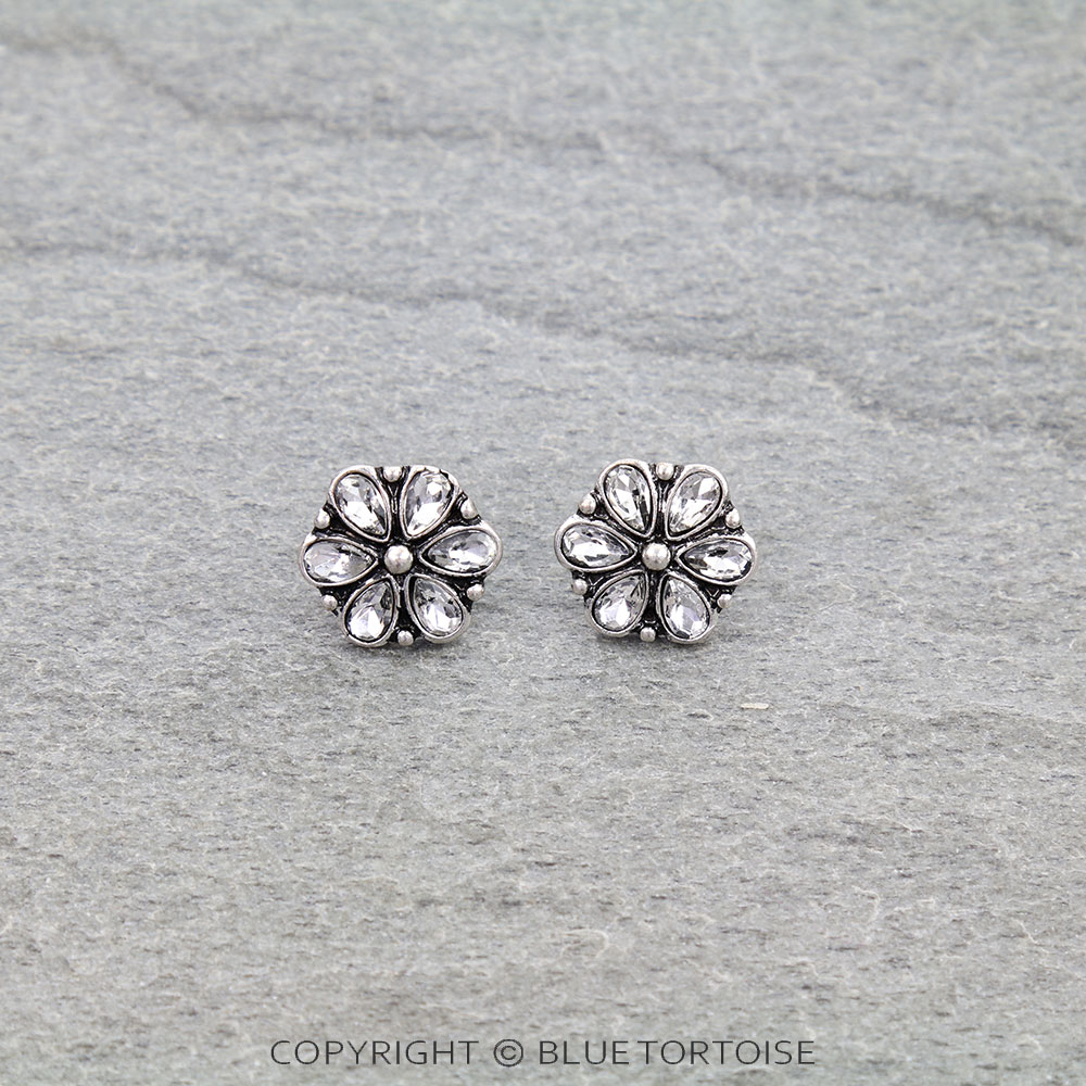 Western Flower Stone Stud Earrings