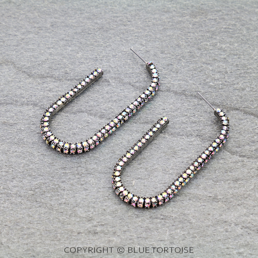 Western Pave Stone Studded Hoop Earrings