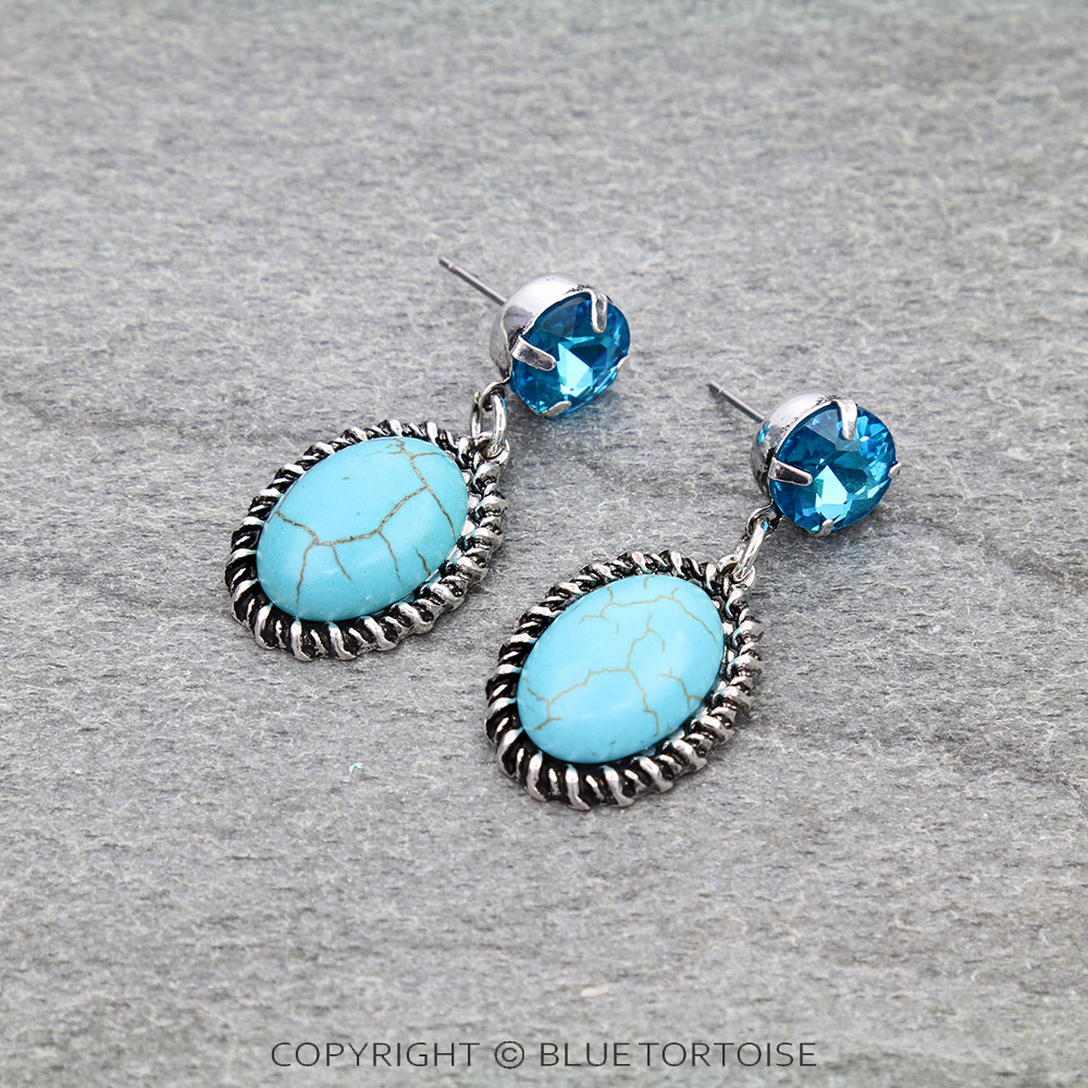 Western Semi Precious Stone Stud Earrings