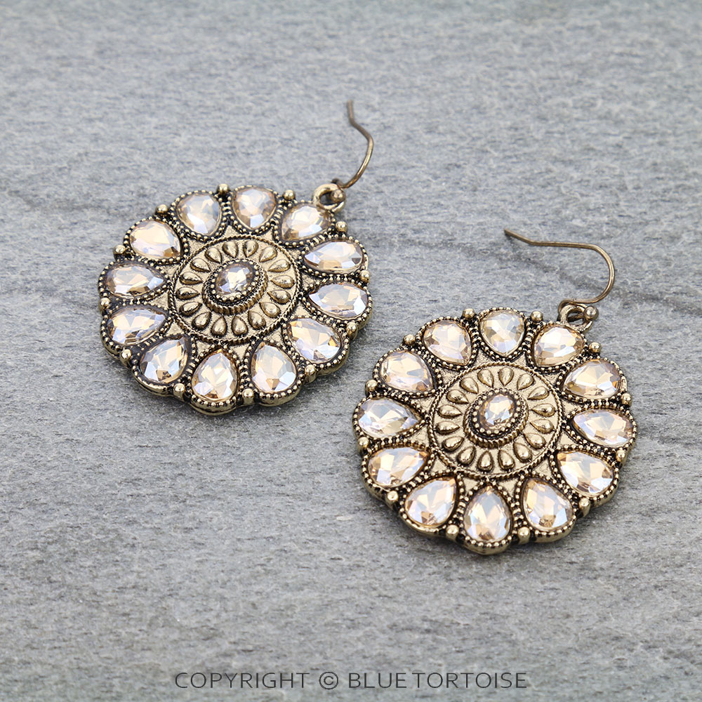 Western Concho Stone Dangle Earrings