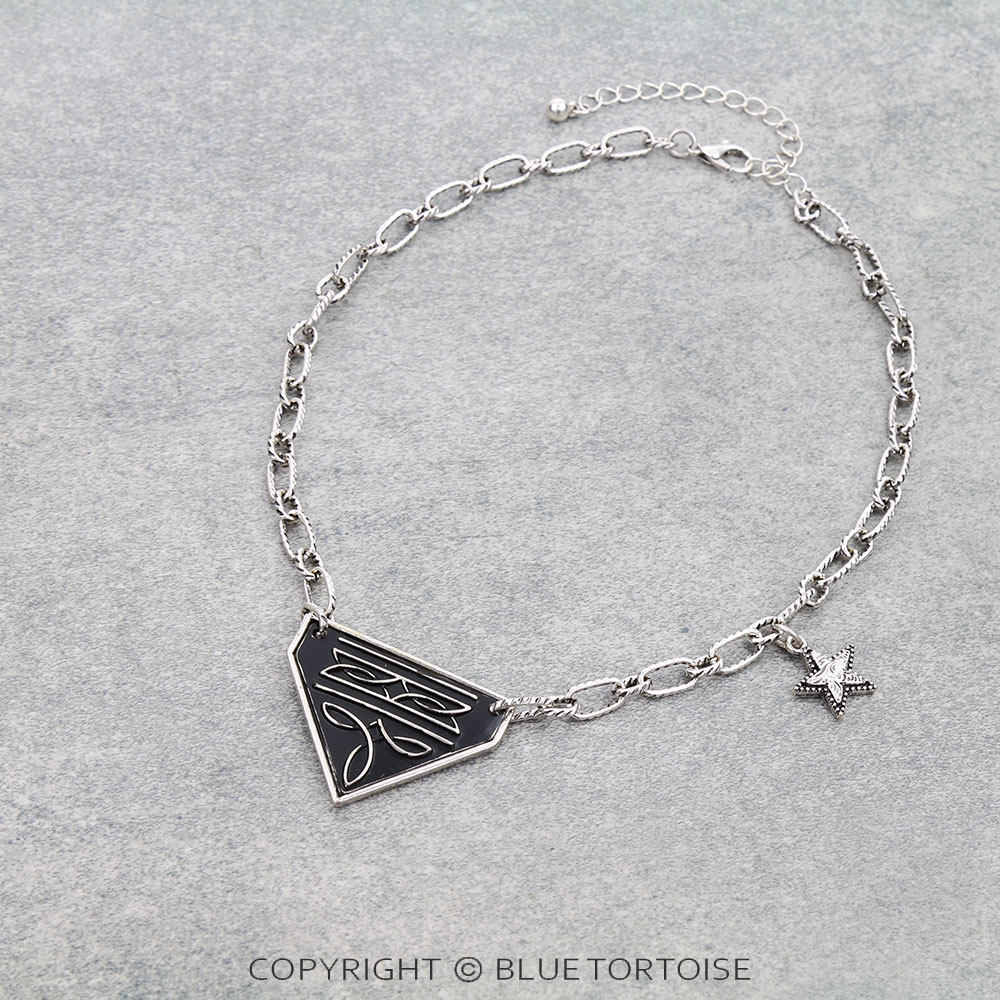 Western Boot Stitched Pentagon Necklace