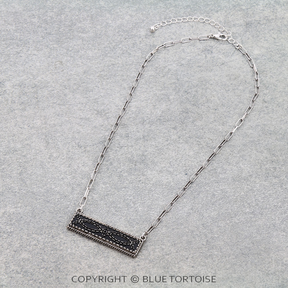 Western Boot Stitched Bar Necklace