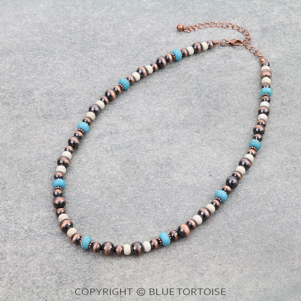 Navajo Style Pearl & Bead Necklace