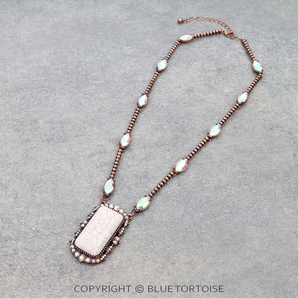 Western Rectangle Stone Necklace
