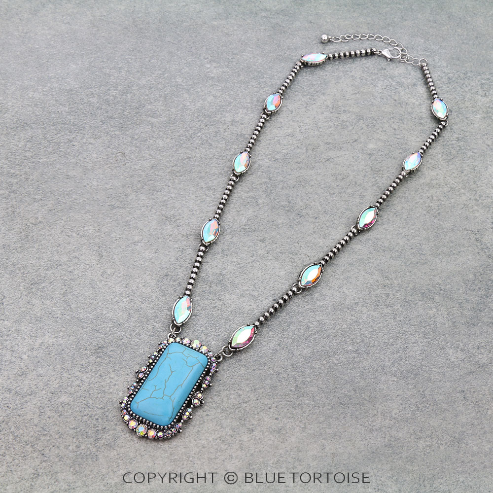 Western Rectangle Stone Necklace