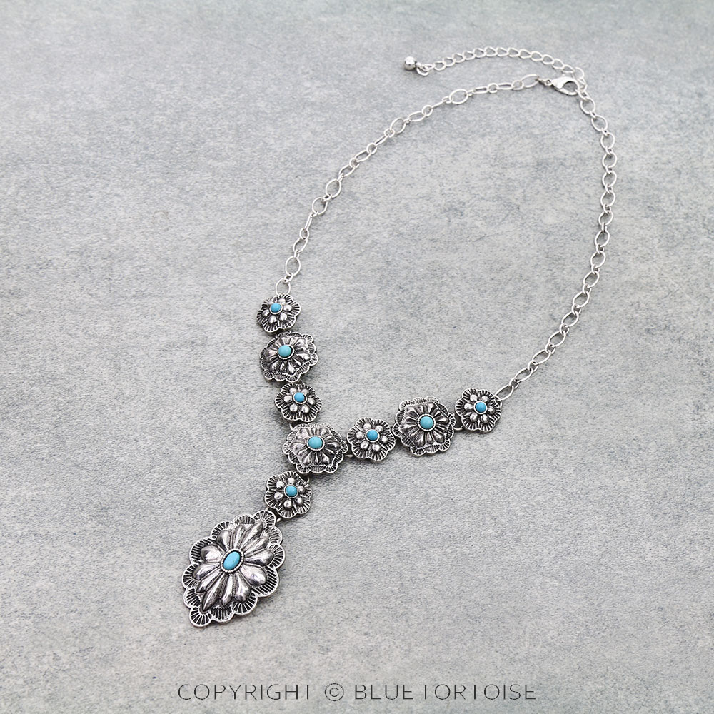 Western Concho Drop Necklace