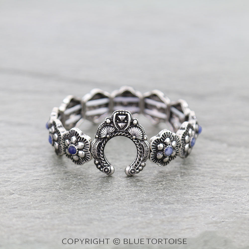Western Squash Blossom Stone Stretch Bracelet