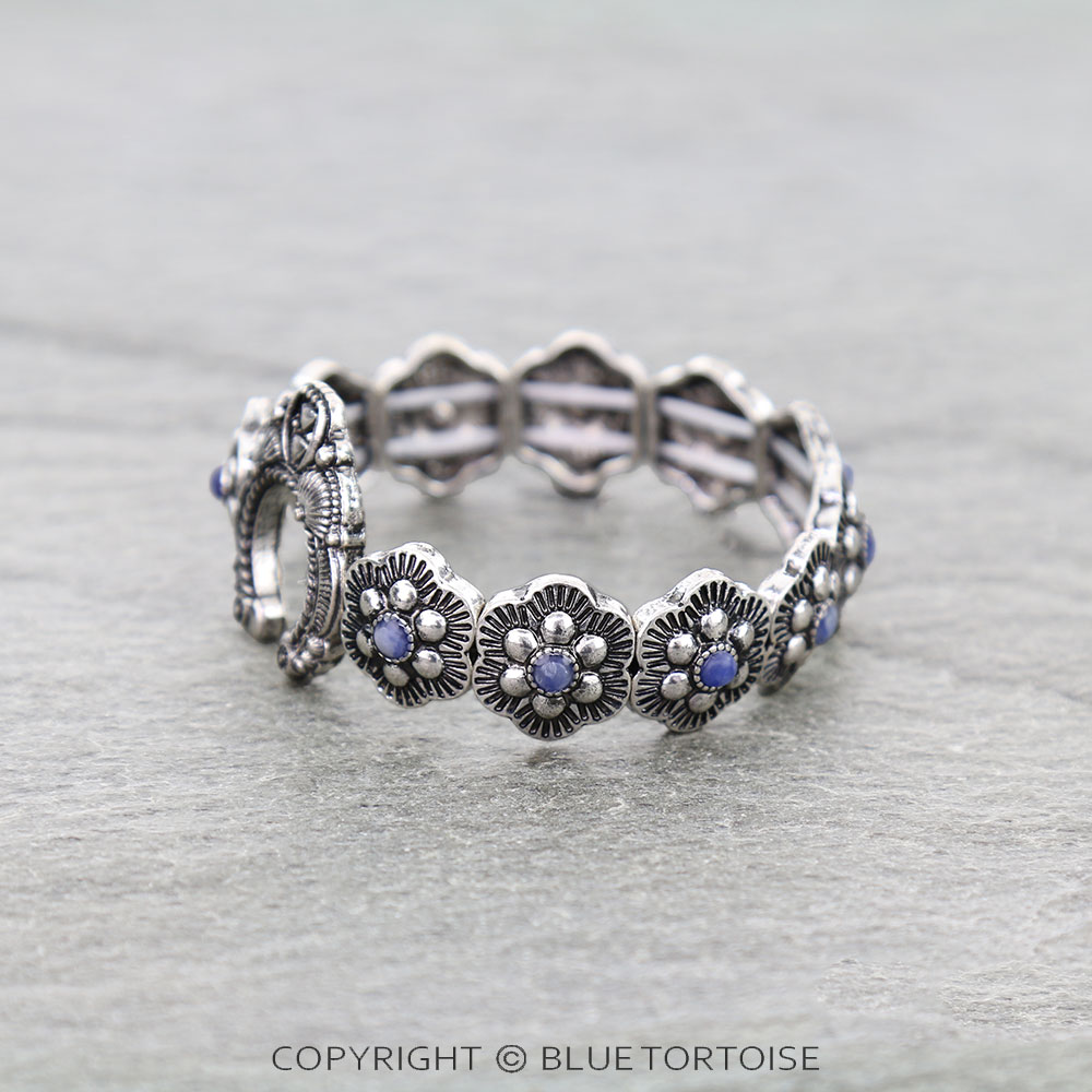 Western Squash Blossom Stone Stretch Bracelet - Image 2