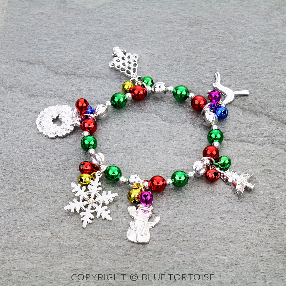 Christmas Theme Charm Stretch Bracelet