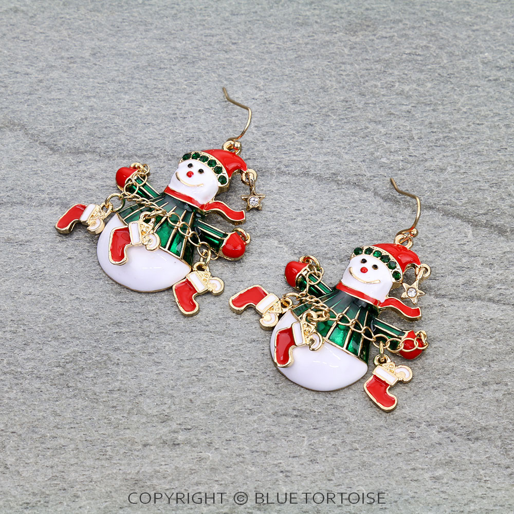 Christmas Snowman Dangle Earrings