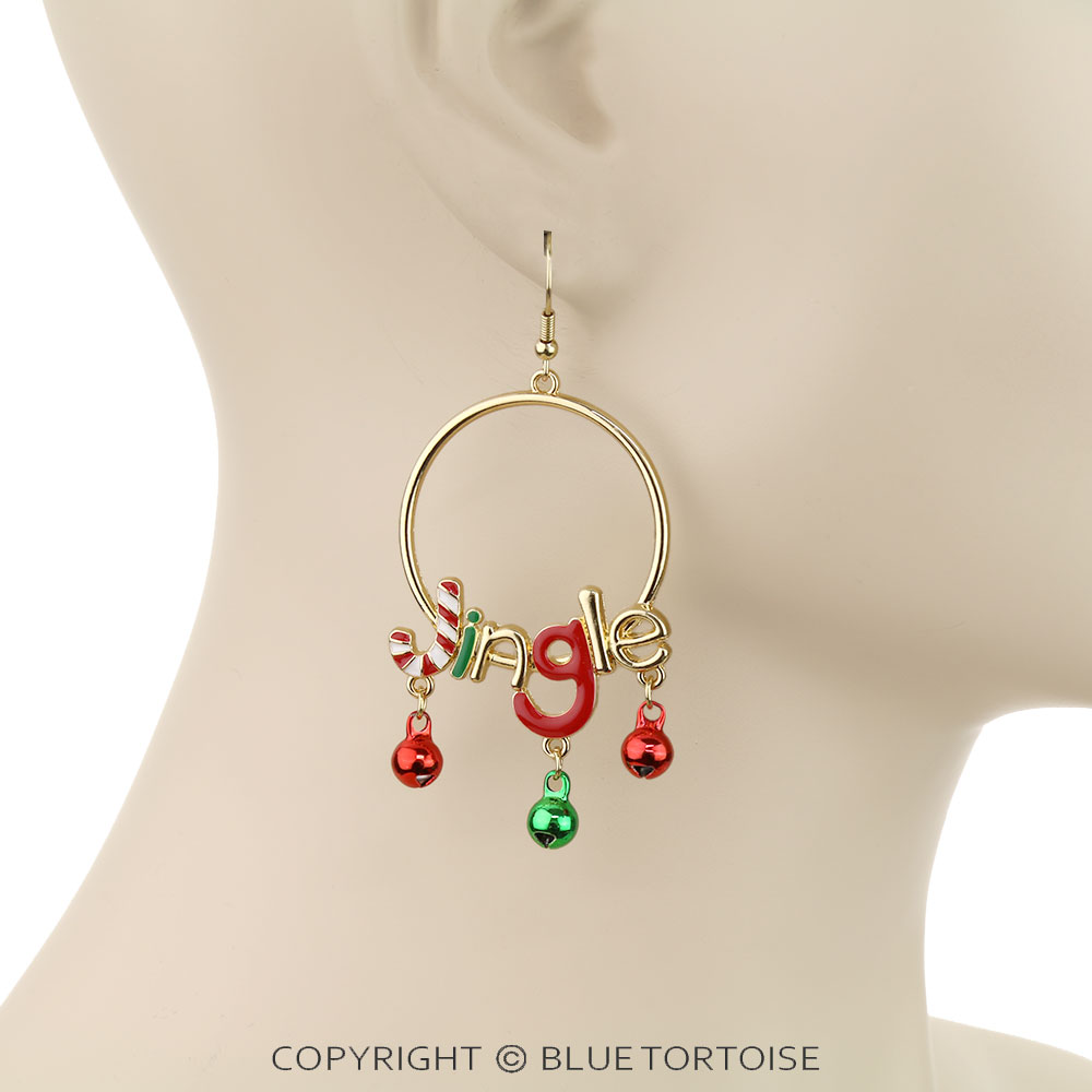 Christmas Jingle Round Dangle Earrings - Image 2