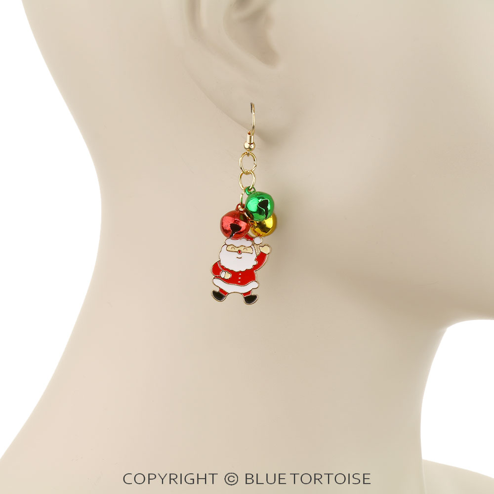 Christmas Santa Claus Dangle Earrings - Image 2