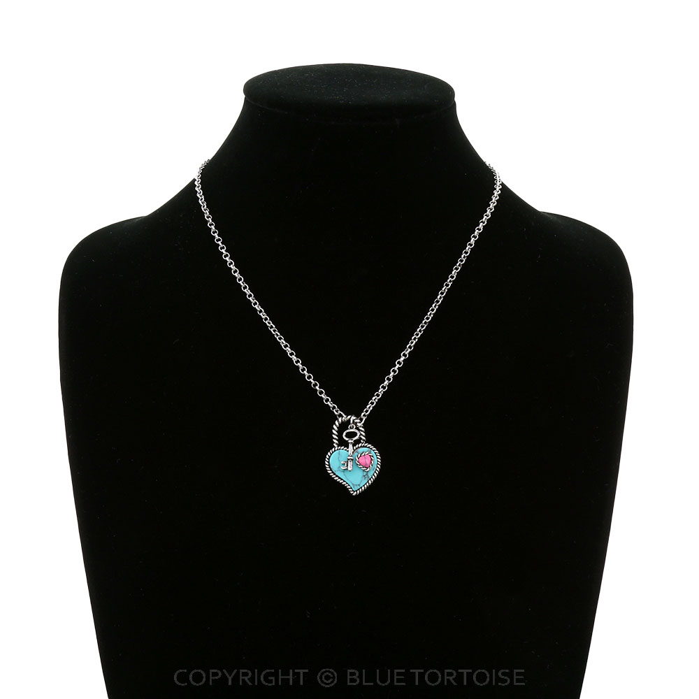 Western Heart Stone Lock Necklace - Image 2