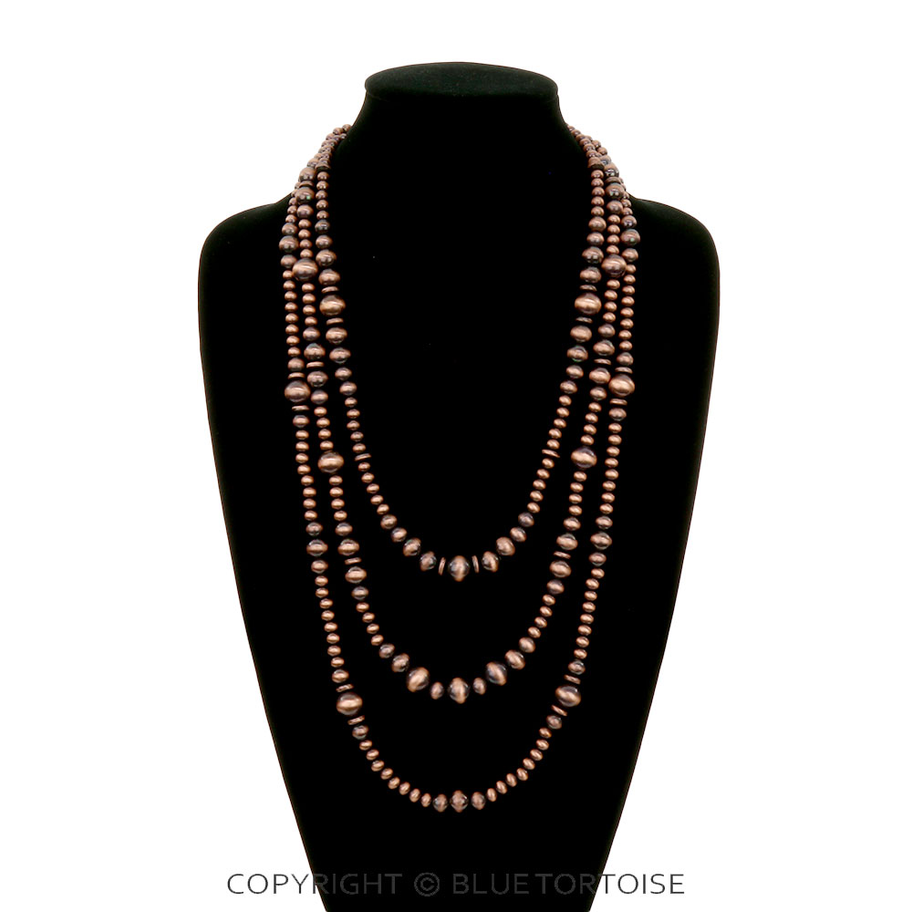 3 Layered Navajo Style Pearl Necklace - Image 2