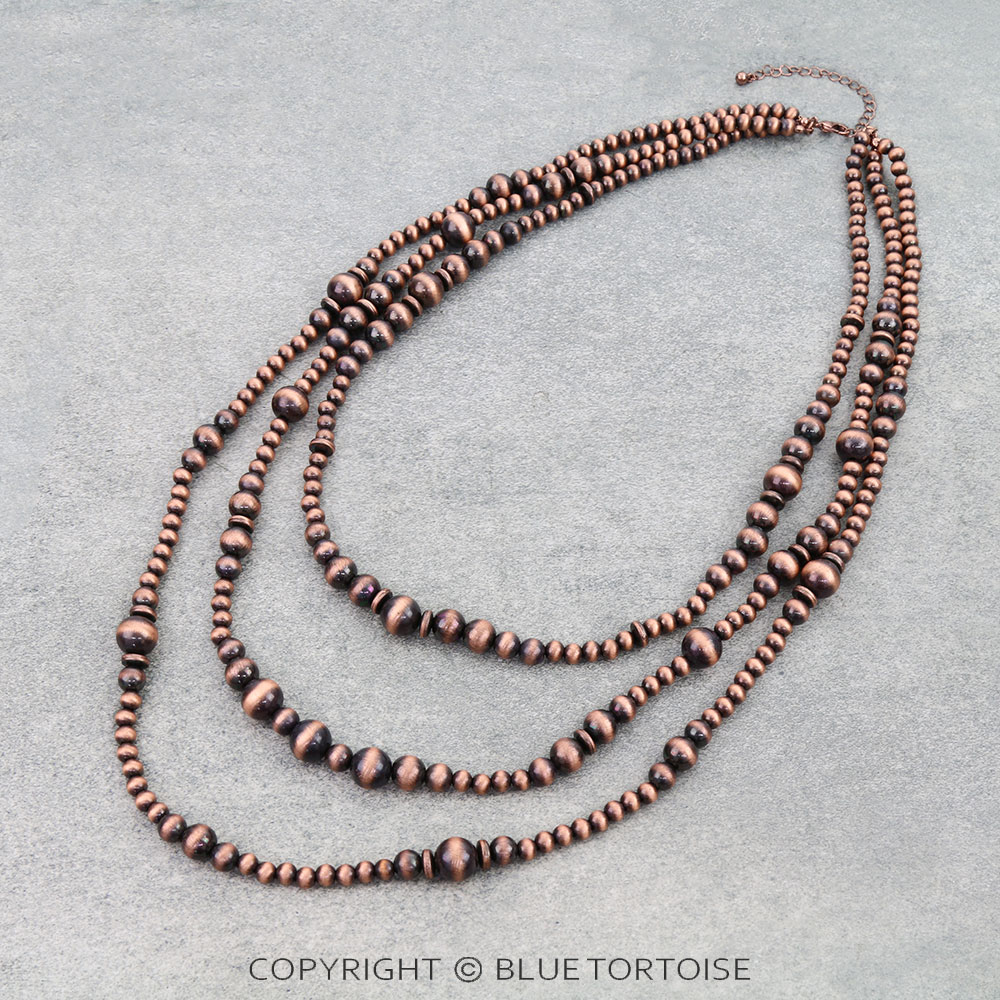 3 Layered Navajo Style Pearl Necklace