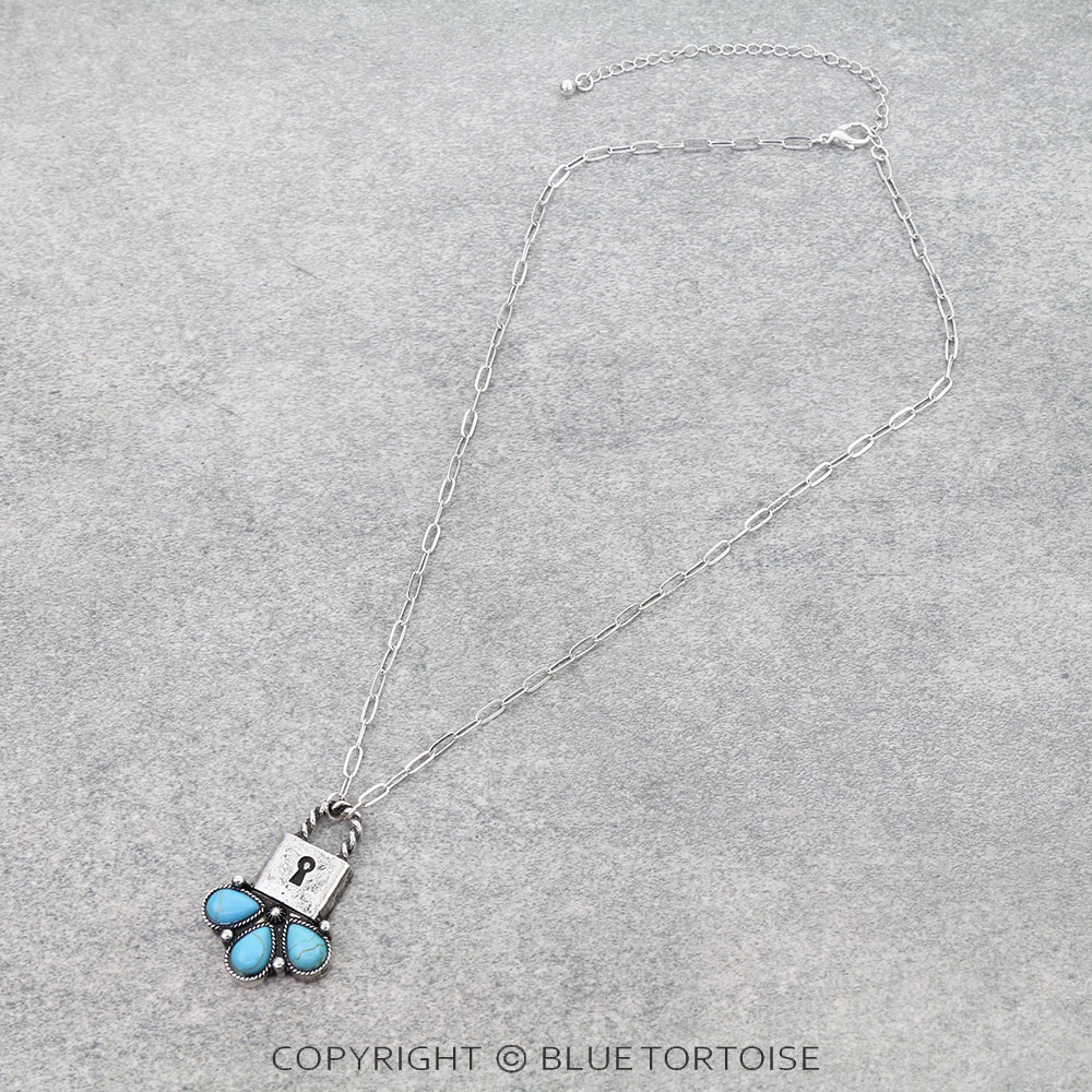 Western Stone Lock Necklace