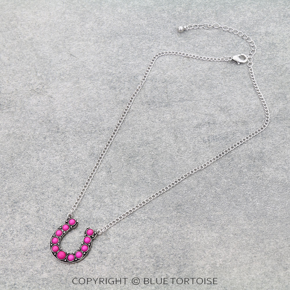 Western Semi Stone Horseshoe Necklace
